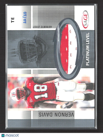 2005 SAGE Platinum Level Vernon Davis #J7 /10 Authentic Jersey