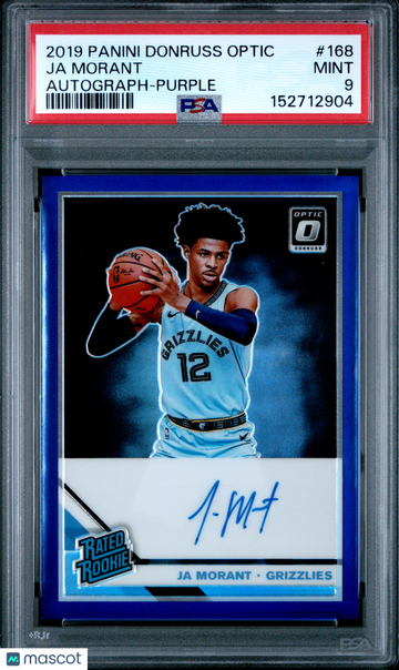 2019 Panini Donruss Optic Ja Morant #168 Autograph Purple Rookie RC PSA 9