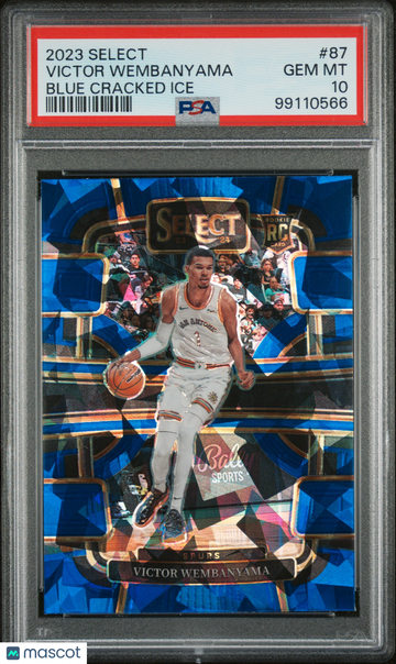 2023 Panini Select Victor Wembanyama #87 Blue Cracked Ice PSA 10