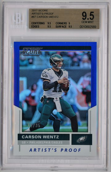 2017 Score Artist's Proof Blue /35 Carson Wentz BGS 9.5