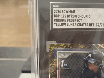 2024 Bowman Chrome Prospects Byron Chourio Minnesota Twins Rookie Trading Card Yellow Lunar Refractor BCP129