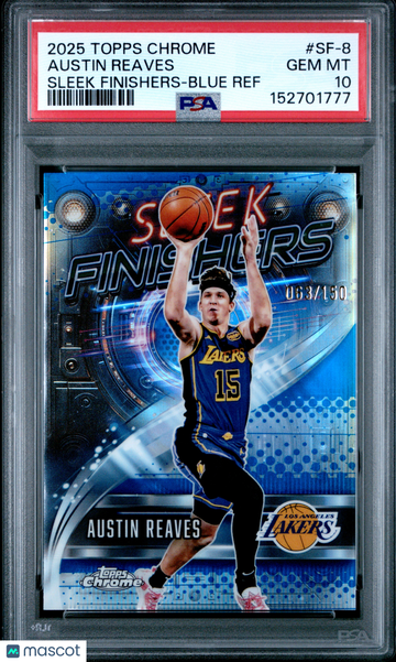 2025 Topps Chrome Sleek Finishers Austin Reaves #SF-8 Blue Ref /150 PSA 10