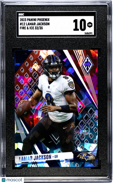 2023 Panini Phoenix Lamar Jackson #12 Fire & Ice SGC 10
