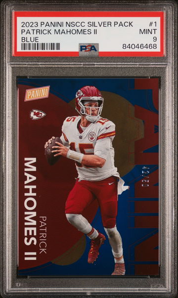 2023 PANINI PATRICK MAHOMES II NATIONAL NSCC SILVER PACKS #/50 BLUE #1 PSA 9