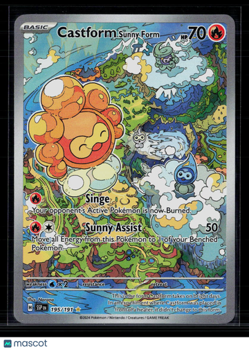 2024 Stellar Crown Castform Sunny Form Holo Secret Rare #195/191