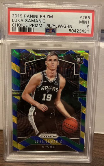 Luka Samanic 2019 Panini Prizm Choice Blue Green Yellow Rookie #265 PSA 9