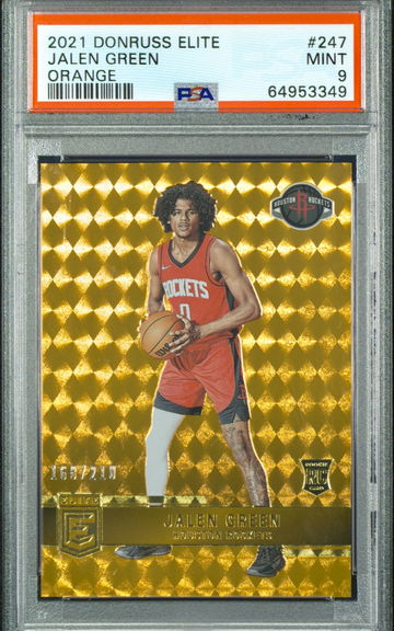 2021-22 Jalen Green Panini Donruss Elite Orange /210 PSA 9 Mint RC SP Rockets