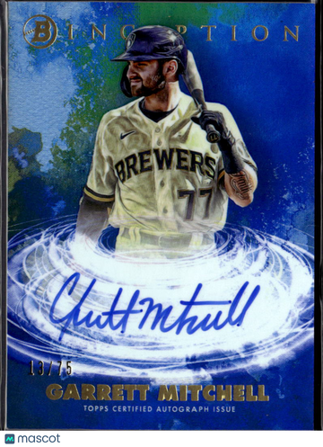 2021 Bowman Inception Garrett Mitchell #PPA-GM Blue /75 Primordial Prospect Autograph