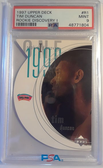 Tim Duncan 1997-98 Upper Deck Rookie Discovery I PSA Mint 9 #R1