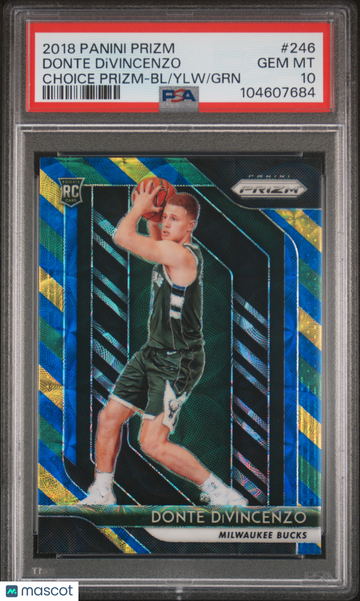 2018 Panini Prizm Donte Divincenzo #246 Choice BL Ylw GRN PSA 10