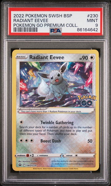 2022 Pokemon Sword and Shield Black Star Promo Pokemon Go Premium Collection Radiant Eevee #SWSH230 PSA 9