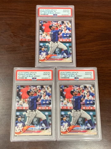 (3) 2018 Topps Update Ronald Acuna Jr. PSA 10