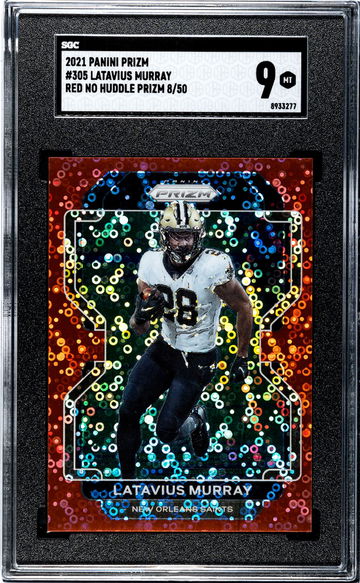 2021 Panini Prizm Red No Huddle Latavius Murray #305 /50 SGC 9