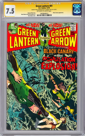 GREEN LANTERN #81 CGC-SS 7.5 SIG ORIG ARTIST/WRITER NEAL ADAMS DENNY O’NEIL 1970