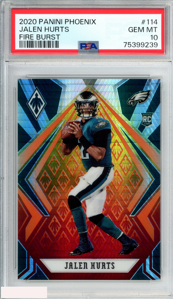 2020 PANINI PHOENIX JALEN HURTS #114 FIRE BURST ROOKIE RC EAGLES PSA 10 GEM MT