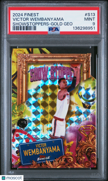 2024 Topps Finest Showstoppers Victor Wembanyama #S13 Gold Geo PSA 9