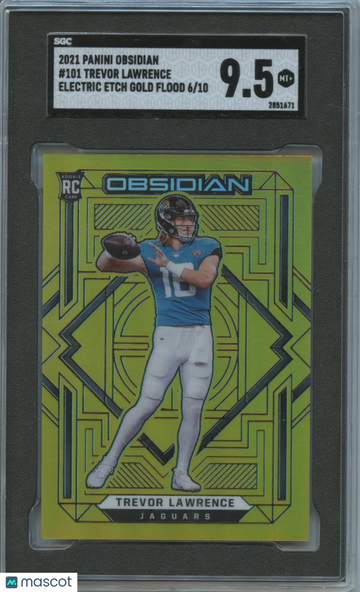 2021 Panini Obsidian Trevor Lawrence #101 Electric Etch Gold Flood 10 Rookie SGC 9.5
