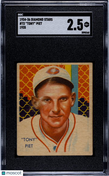 1934 Diamond Stars Tony Piet #72 1935 SGC 2.5