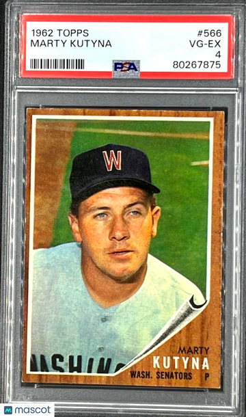 1962 Topps baseball card # 566 high number Marty Kutyna PSA 4