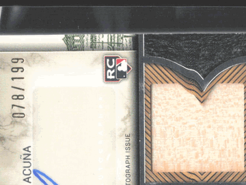 2025 Topps Museum Collection Luisangel Acuña #SPTRA-LA /199 RC Signature Swatches Triple Relic Autograph Card Game-Used