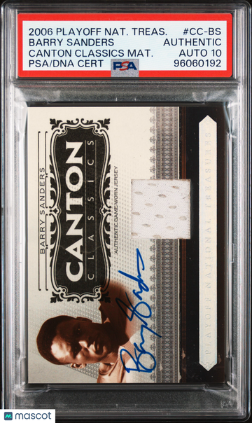 2006 Playoff National Treasures Canton Classics Materials Barry Sanders #CC-BS Mat. PSA A Auto 10