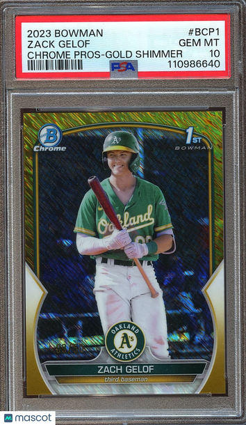 2023 Bowman Chrome Zack Gelof #BCP1 Gold Shimmer Rookie PSA 10