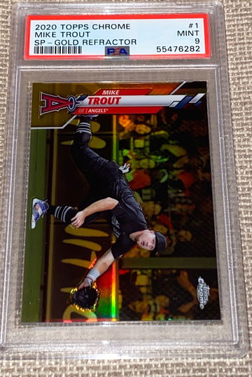 2020 TOPPS CHROME MIKE TROUT SP-GOLD REFRACTOR 41/50 PSA-9
