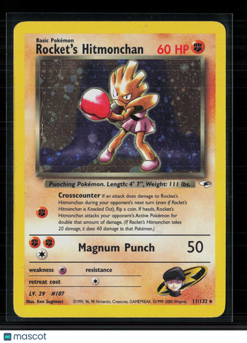 2000 Gym Challenge Rocket's Hitmonchan Holo Rare #11/132