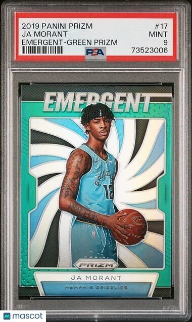 Ja Morant 2019-20 Panini Prizm Emergent Green RC #17 Grizzlies SP Rookie   PSA 9