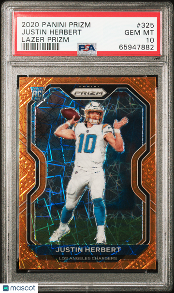 2020 Panini Prizm Justin Herbert #325 Lazer Prizm PSA 10