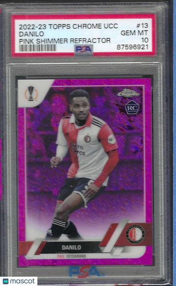2022-23 Topps Chrome UEFA Club Competitions Danilo #13 Pink Shimmer PSA 10