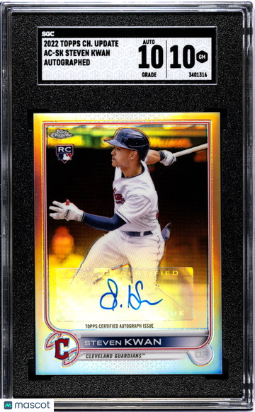 2022 Topps Chrome Update Steven Kwan #AC-SK Autograph SGC 10 Auto 10