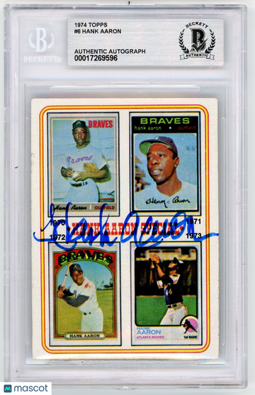 1974 Topps Hank Aaron 70-73 #6 BVG Authentic BAS Auto A