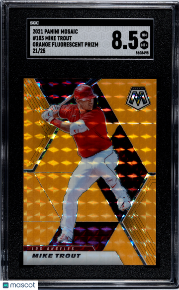 2021 Panini Mosaic Mike Trout #103 Orange Fluorescent Prizm SGC 8.5