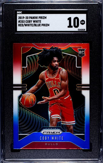 Coby White 2019-20 Panini Prizm #253 Red White Blue Parallel SGC 10