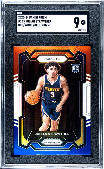 2023-24 Panini Prizm Red/White/Blue Julian Strawther #133 RC SGC 9