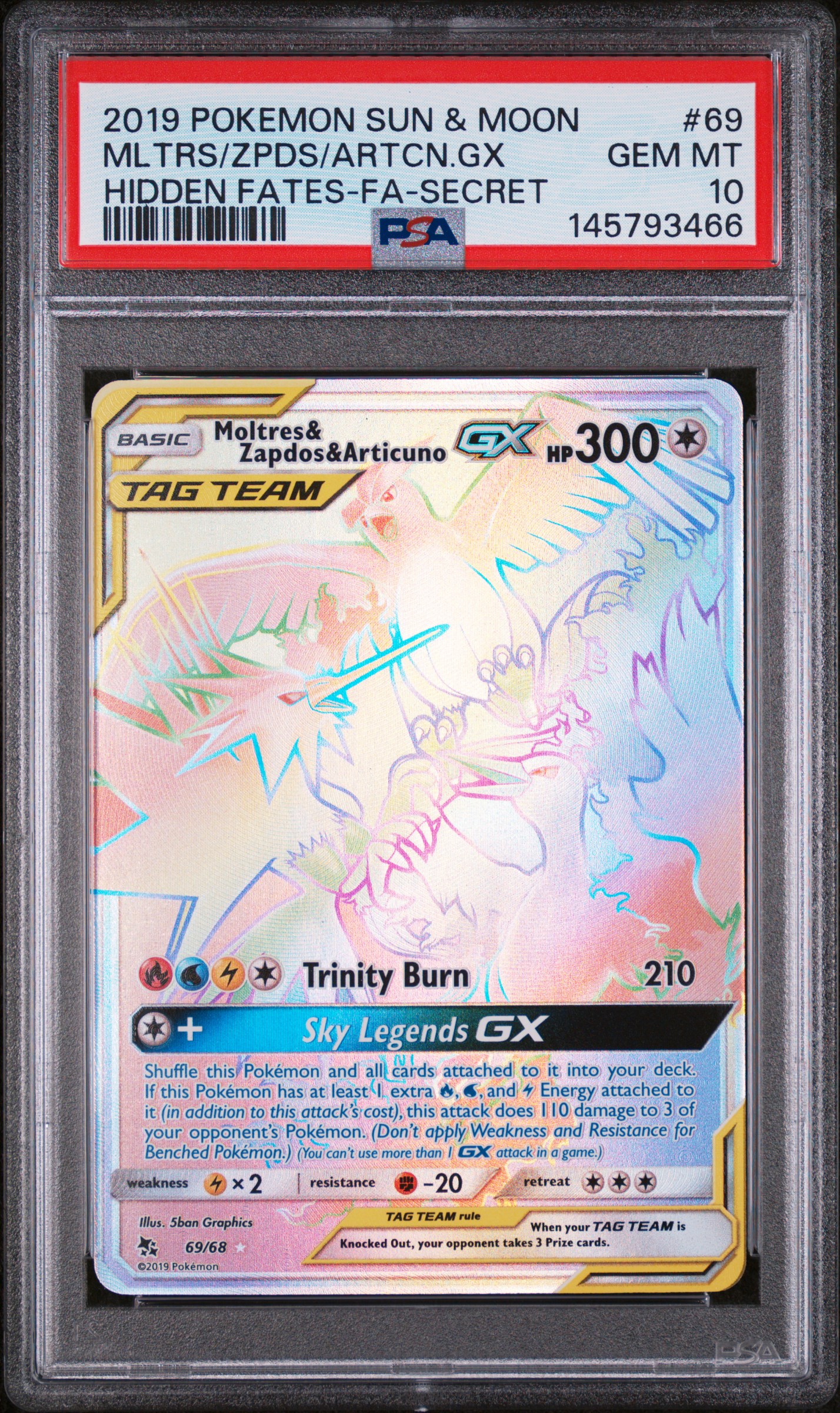 2019 Pokemon Sun & Moon Hidden Fates Artcn. GX Mltrs Zpds Hidden Fates-Fa-Secret PSA 10 #69