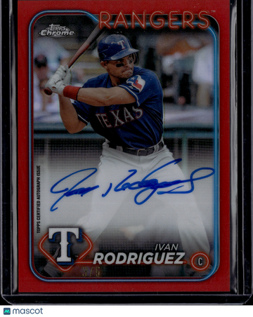 2024 Topps Chrome Ivan Rodriguez #CLA-IR Red Topps Certified Autograph Issue
