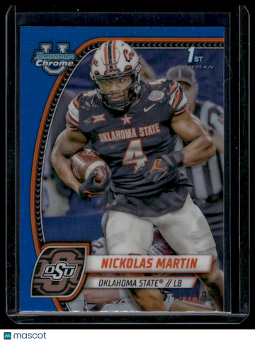 2024 Bowman University Chrome Nickolas Martin #199 Blue Refractor SN