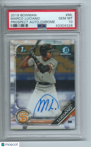 2019 Bowman Prospect Autographs Chrome Marco Luciano #ML Autograph Chrome PSA 10