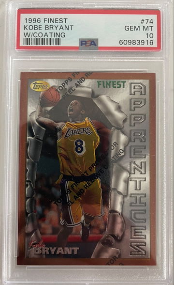 1996 Finest Kobe Bryant RC with coating PSA 10 Gem Mint
