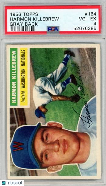 1956 Topps Harmon Killebrew #164 Gray Back PSA 4