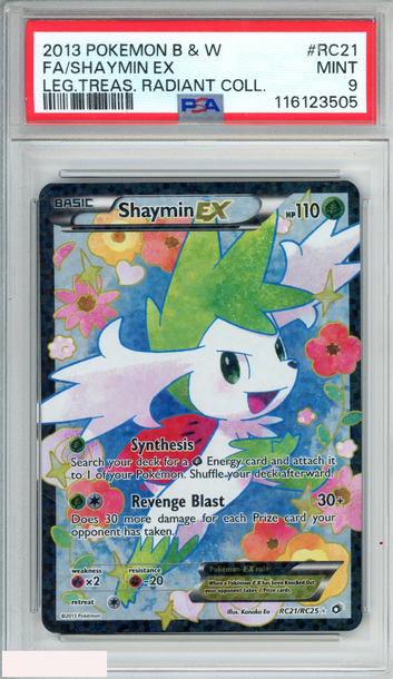 2013 POKEMON BLACK WHITE LEGENDARY TREASURES RADIANT COLL SHAYMIN EX #RC21 PSA 9