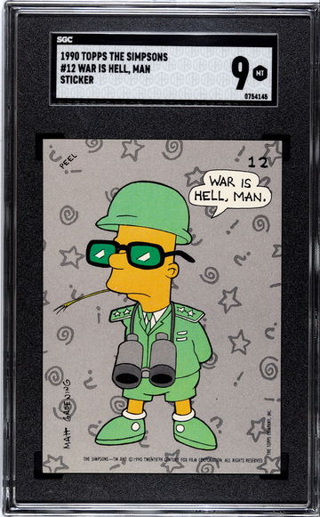 Bart Simpson War is Hell, Man Sticker Topps 1990 SGC 9