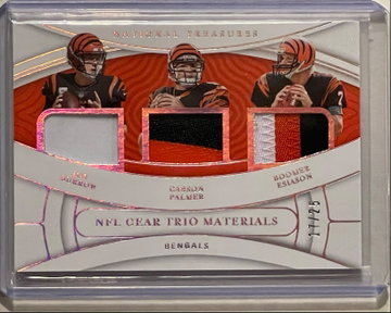 2021 National Treasures Joe Burrow Carson Palmer Boomer Esiason triple patch 17/25!