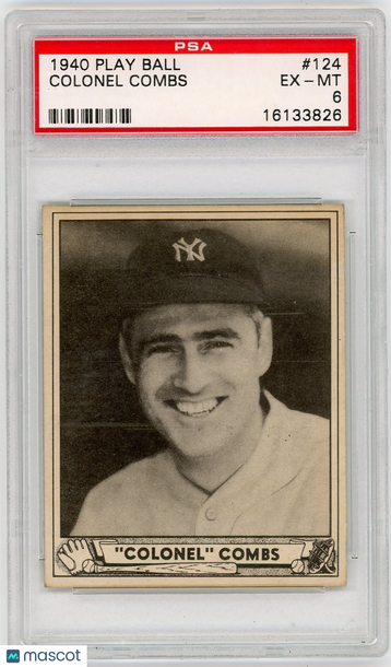 1940 Play Ball Colonel Combs #124 PSA 6