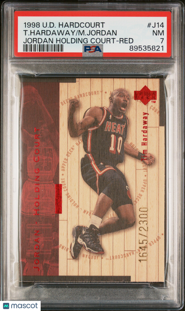 T. Hardaway M. Jordan 1998 Upper Deck Hardcourt Jordan Holding Court 1645/2300 Red PSA 7