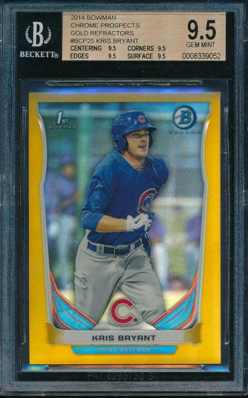 2014 Bowman Chrome Prospect Kris Bryant Gold Refractor RC Rookie 09/50 BGS 9.5