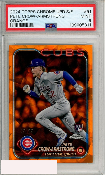 2024 TOPPS CHROME SAPPHIRE UPDATE SERIES PETE CROW-ARMSTRONG #91 ORANGE PSA 9