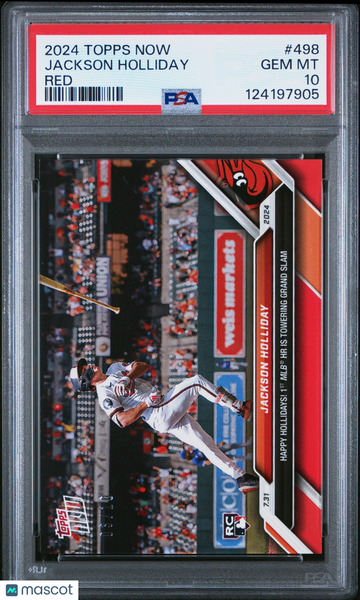 2024 Topps Now Jackson Holliday #498 Red /10 PSA 10